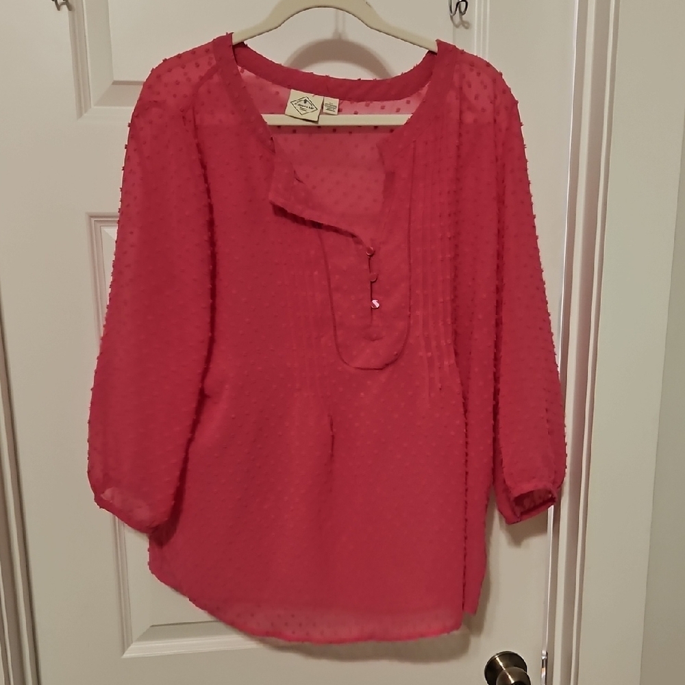 St. John's Bay Vibrant Pink Textured Blouse Dotted Swiss.  $4.99  Shipping